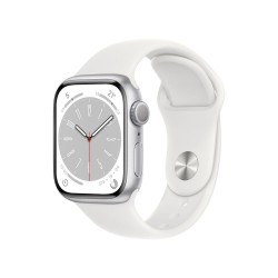 Acheter Apple Watch Series 8 GPS 41 mm - Boîtier Aluminium Argent - Bracelet Sport Blanc en plusieurs fois ou 24 fois - garan...