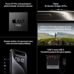 Acheter iPhone 15 Pro 256 Go Noir paiement en plusieurs fois - Neuf - Garantie 2 ans