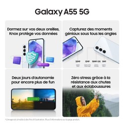 Smartphone Samsung Galaxy A55 5G 128 Go Bleu en paiement plusieurs fois sur Wedealee.com