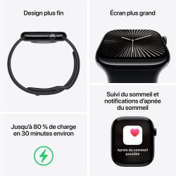 Besoin d’une nouvelle Apple Watch Series 10 GPS 46 mm - Boîtier Aluminium Noir de Jais - Bracelet Sport Noir S/M - payez la e...