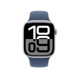 Besoin d’une nouvelle Apple Watch Series 10 GPS 42 mm - Boîtier Aluminium Argent - Bracelet Sport Denim S/M - payez la en plu...