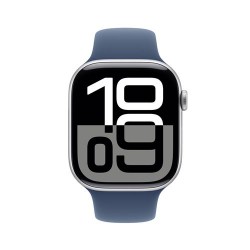 Besoin d’une nouvelle Apple Watch Series 10 GPS 46 mm - Boîtier Aluminium Argent - Bracelet Sport Denim S/M - payez la en plu...